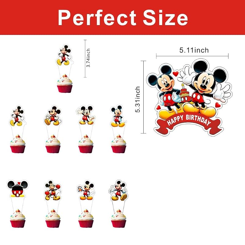 25pc Mickey Mouse Cake Decoration Set - Birthday Cake & Cupcake Toppers