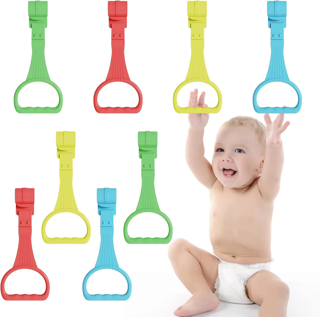 Skiennix 8Pcs Pull Up Rings | Baby Walking Assistant - Bed & Crib Stand Up Rings (4 Colors)