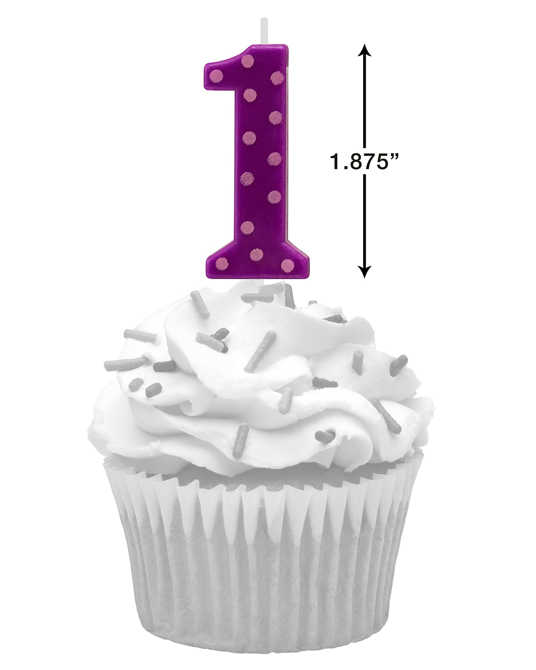 Papyrus Number Birthday Candles Pack, Purple Polka Dots (10-Count)