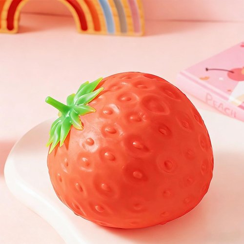 Giant Strawberry Squishy - Jumbo Squeezy Stress Ball for Adults | Slow Rise Fidget Toy (3.14 x 1.96 in)