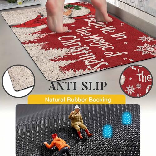 Christmas Doormat with Santa Claus Design | 16" x 24" Non-Slip Mat