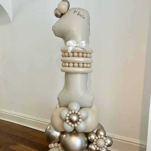 Beige 40-Inch Number 1 Balloon by [Brand Name] - Giant Cream Foil Balloon for 1st Birthday Party Decorations