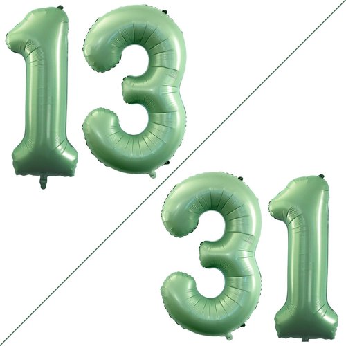 GOER Jumbo 42-Inch Number 13 Balloons - Sweet 13 Birthday Party Decorations in Sage Green
