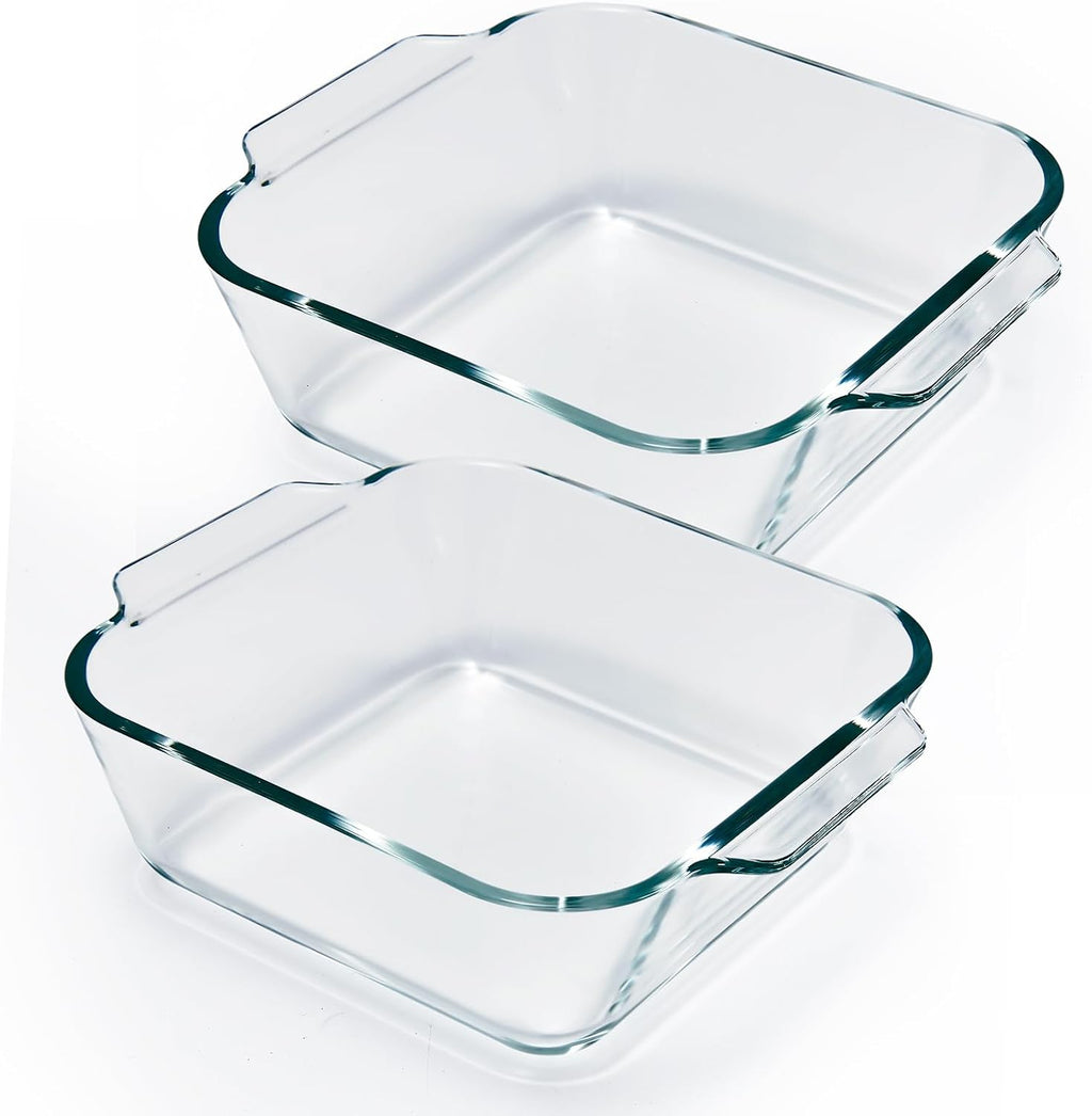 Skiennix 6"x6" Baking Pan Set - Durable Glass Bakeware for Casseroles, Lasagna & Brownies | Ideal for Oven, Microwave & Air Fryer