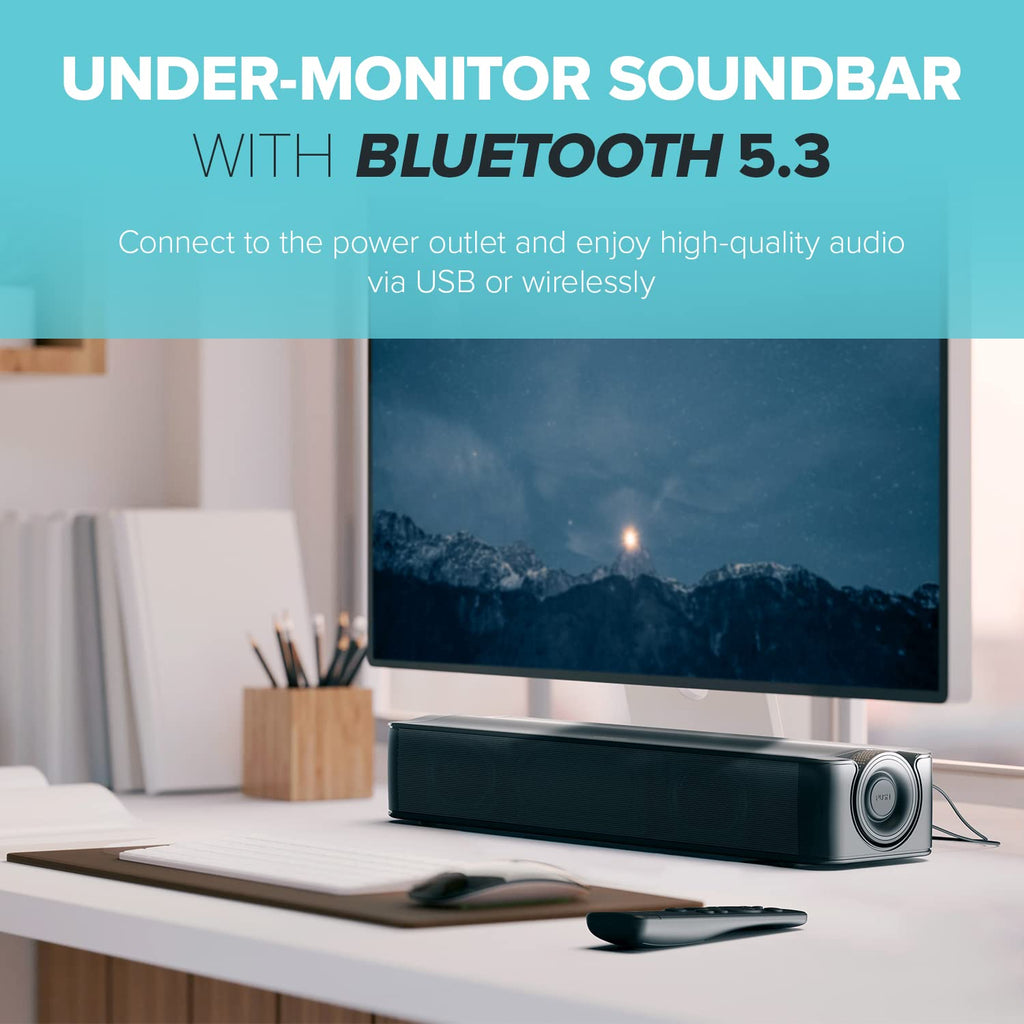 Creative Stage SE 2.0 Bluetooth Sound Bar Speaker - Black - Under Monitor - USB - 1 Pack