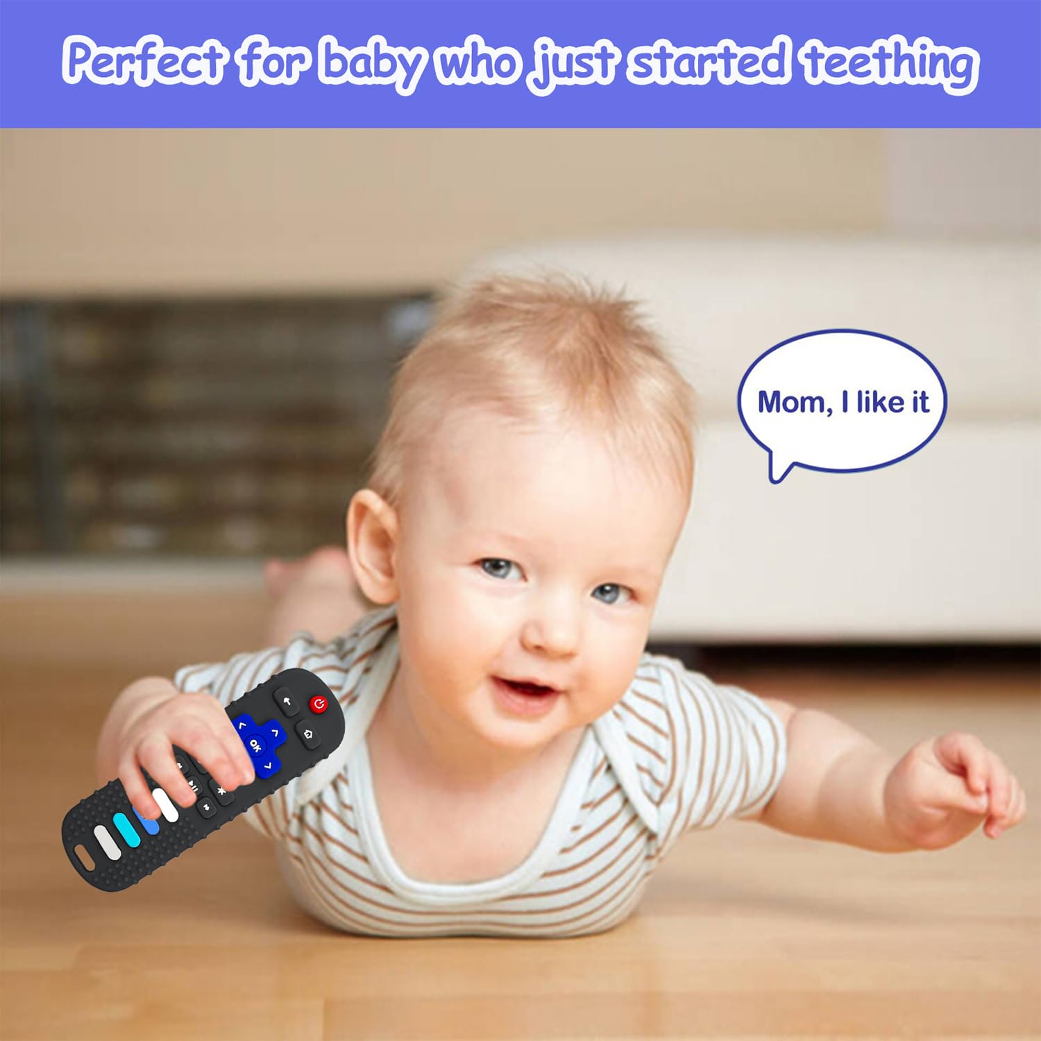 ROBBEAR Baby Teething Toys - Food Grade Silicone Remote Control Teether for 3-18 Months, BPA Free