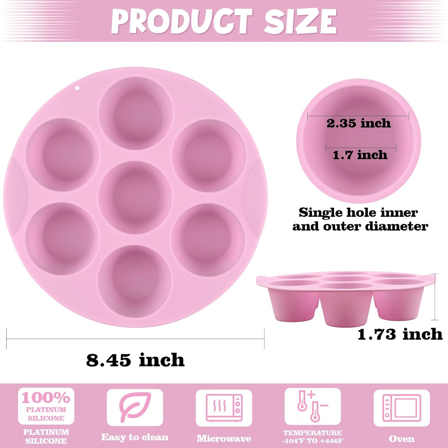Sakolla Silicone Egg Bite Molds - Nonstick 7-Cup Air Fryer Muffin Pan for Baking Mini Muffins & Quiche | Pink & Green