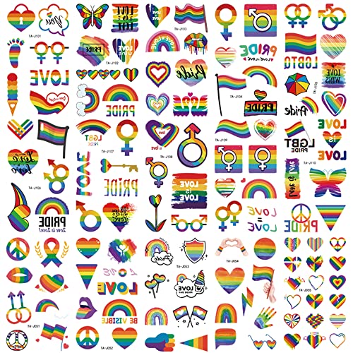Pride Temporary Tattoos - 200+ Waterproof Rainbow Flag Stickers