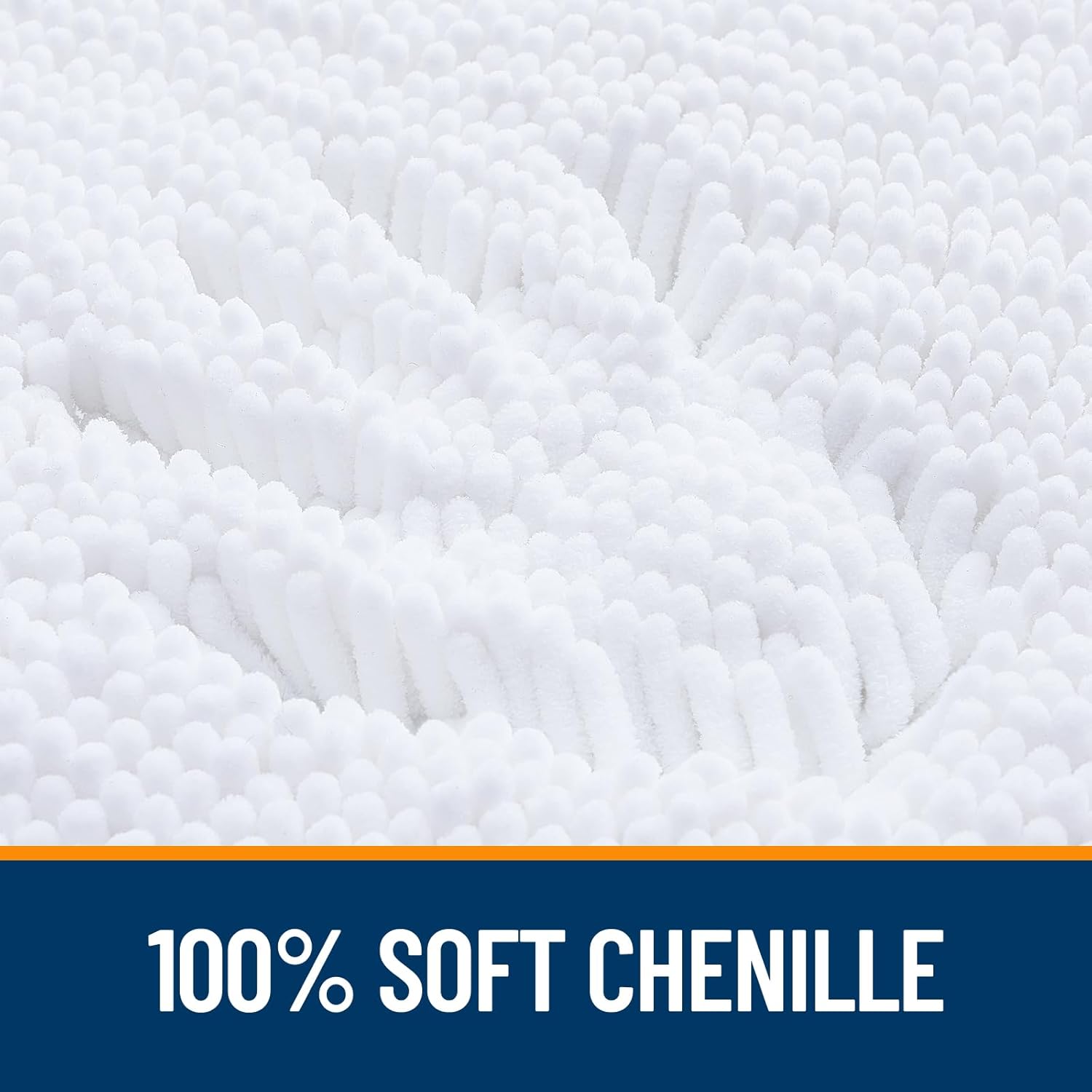 OLANLY Bathroom Rugs - Extra Soft Chenille Bath Mats with Rubber Backing | 30x20, Quick Dry, Machine Washable, White