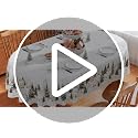 Christmas Round Tablecloth 70x70 Inch Snow Town Holiday Home Decor