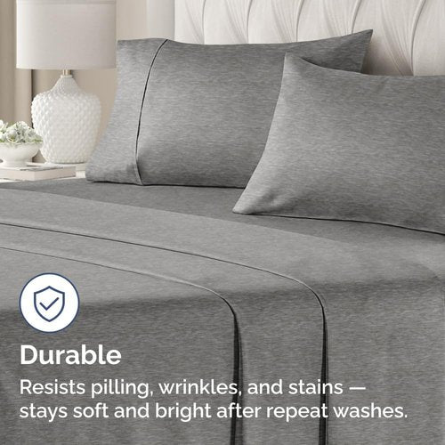 King Standard Pillow Cases - Soft Hotel Quality Covers for Comfy Bedding | Set of 4 in Heathered Grey