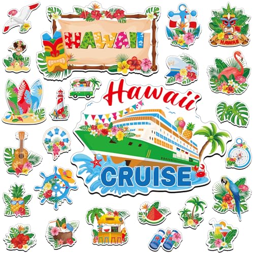 25 Tropical Hawaii Cruise Door Magnets - Summer Refrigerator Decor