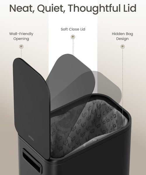 Cesun Stainless Steel Small Bathroom Trash Can - Soft Close Lid & Step Pedal, 5L | Matte Black