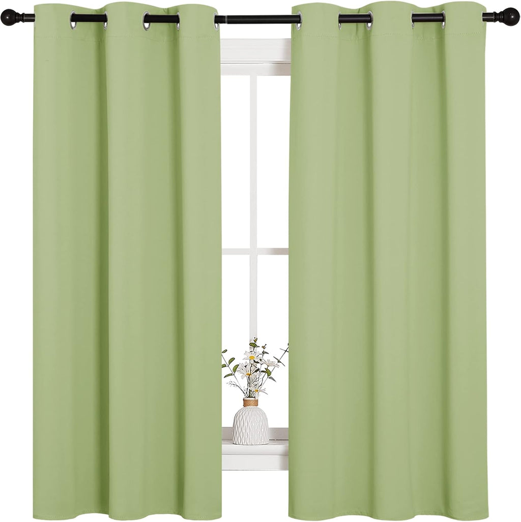 NICETOWN Thermal Insulated Blackout Curtains - Sage Green Grommet Drapes for Bedroom | 42 x 63 Inches
