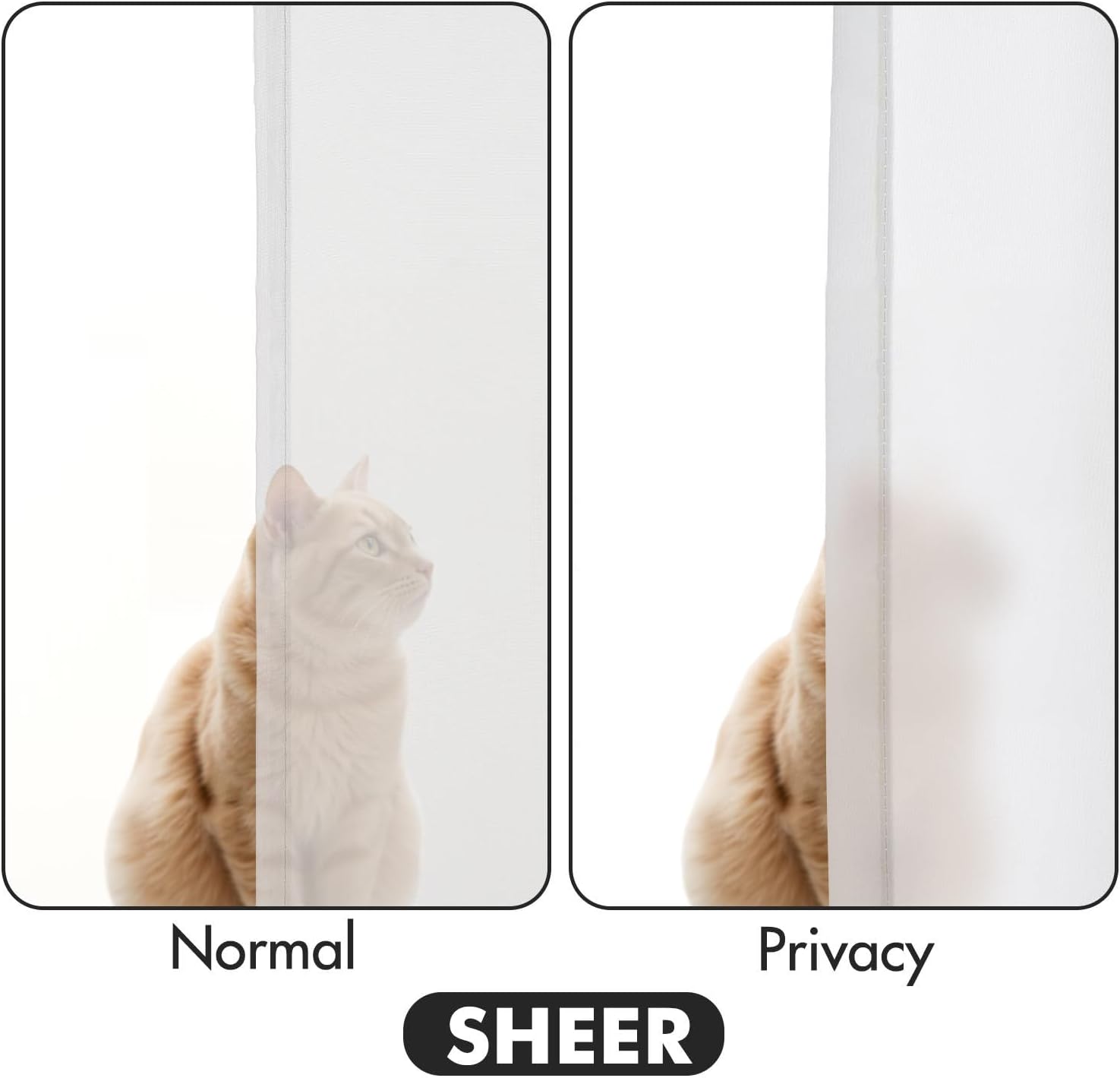 MIULEE White Sheer Curtains - Light Filtering Privacy Drapes, 84 Inches Long, 2 Panels Set