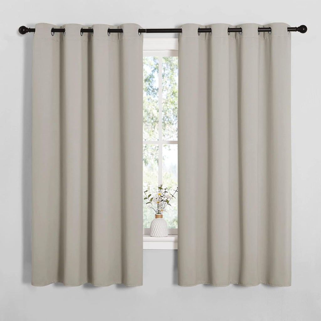 NICETOWN Room Darkening Curtain Panels - Thermal Insulated Grommet Drapes for Windows | Natural, 2 Panels, W55 x L68-Inch