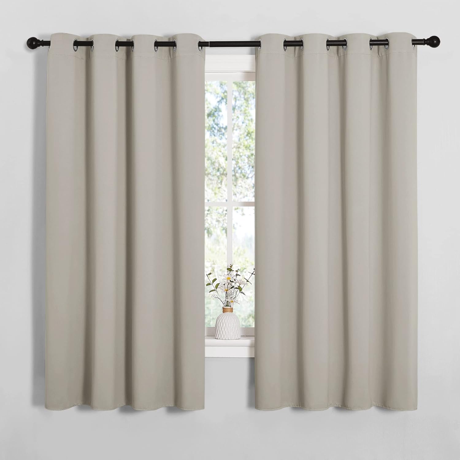 NICETOWN Room Darkening Curtain Panels - Thermal Insulated Grommet Drapes for Windows | Natural, 2 Panels, W55 x L68-Inch