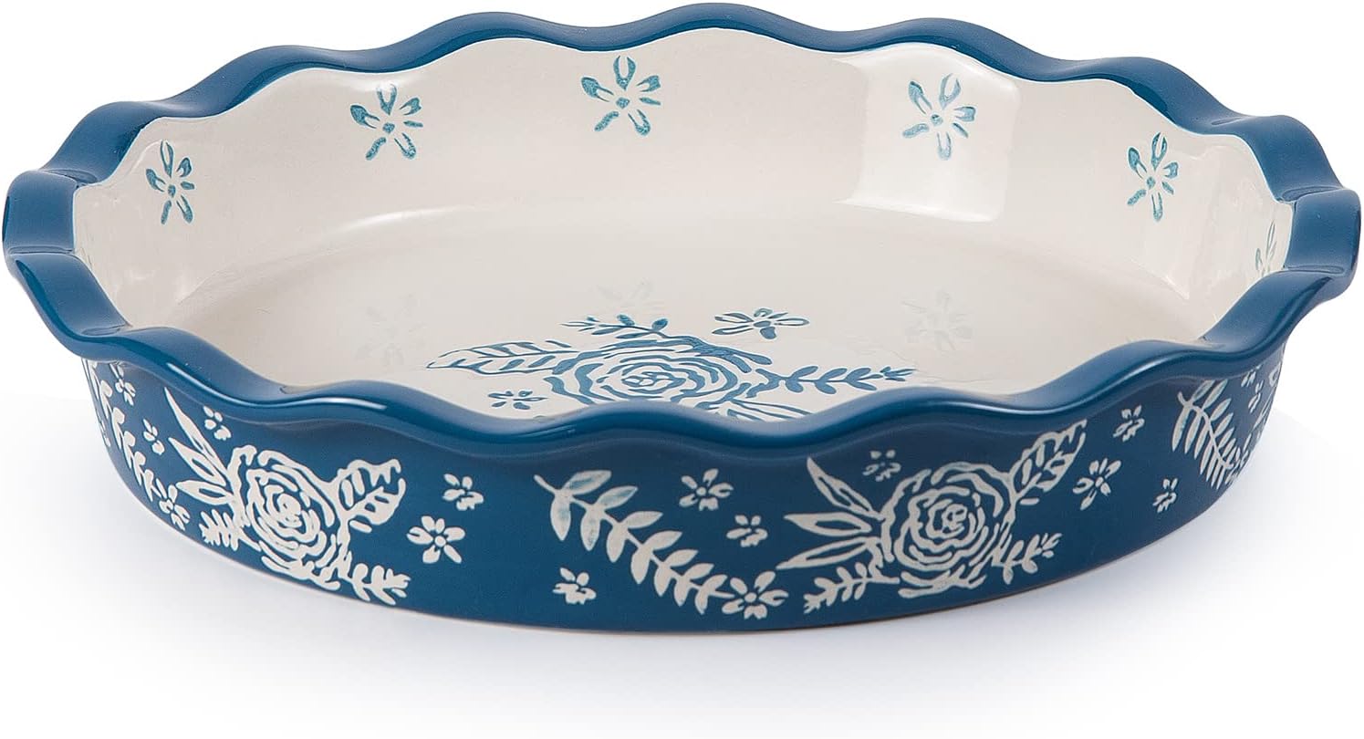 Wisenvoy Ceramic Deep Dish Pie Pan - Non-Stick Baking Dish for Perfect Pies | Durable & Easy to Clean