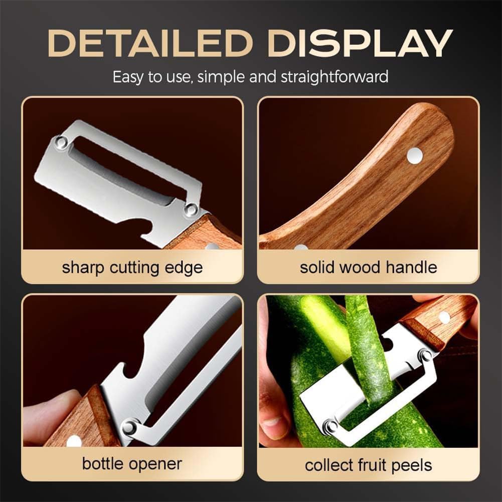 Skiennix Multifunctional Vegetable Peeler - 2-In-1 Stainless Steel Kitchen Tool with Bottle Opener | Ideal for Fruits & Veggies