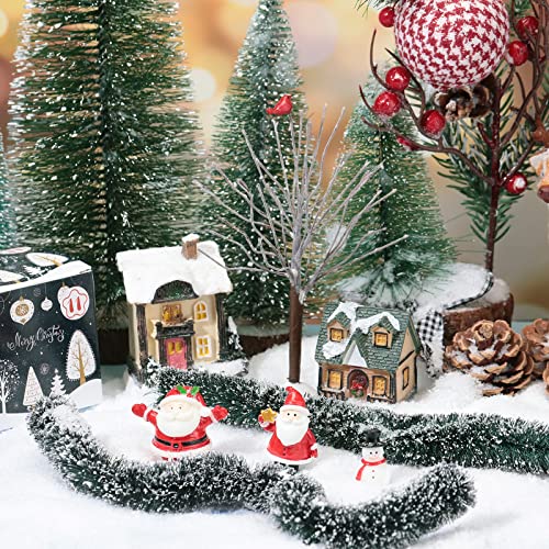 3 Pack Christmas Village Flexible Sisal Hedge Fence Decor Winter Snow Scene