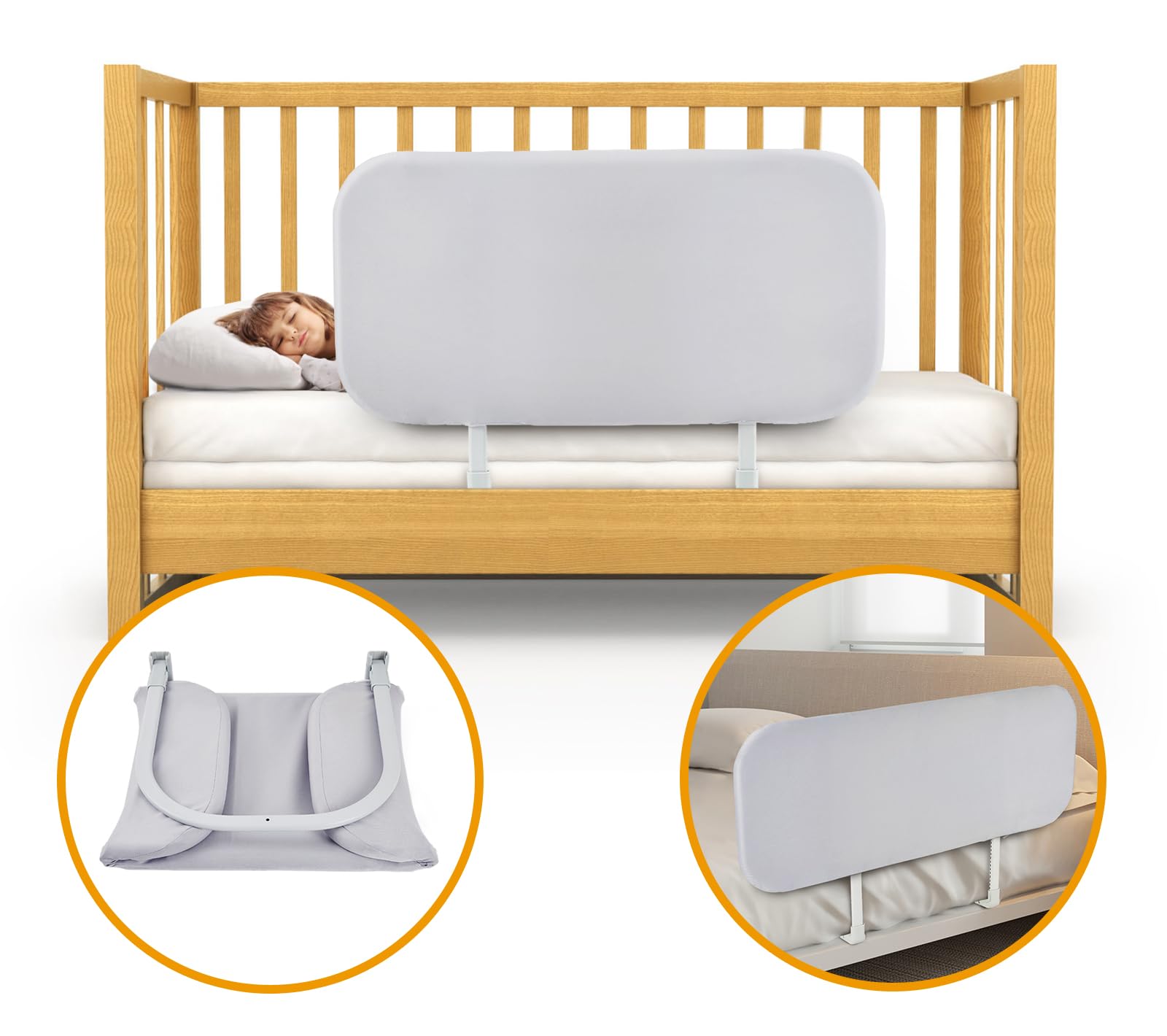strenkitech Toddler Bed Rails for Travel - Baby Guard Bed Rail Portable for Crib, Twin, Queen, Full, King Size Beds - Easy to Assemble, Safety Bed Side Rail for Toddlers and Kids