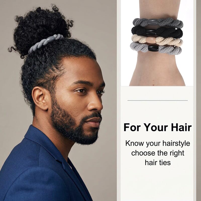FRCTLNKG 12 Pcs Mens Hair Ties - High Elasticity Durable Braided Rubber Bands