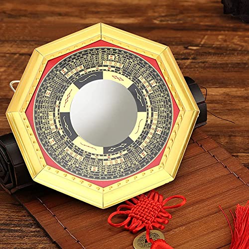 Tyenaza Brown Feng Shui Bagua Concave Mirror for Luck & Protection