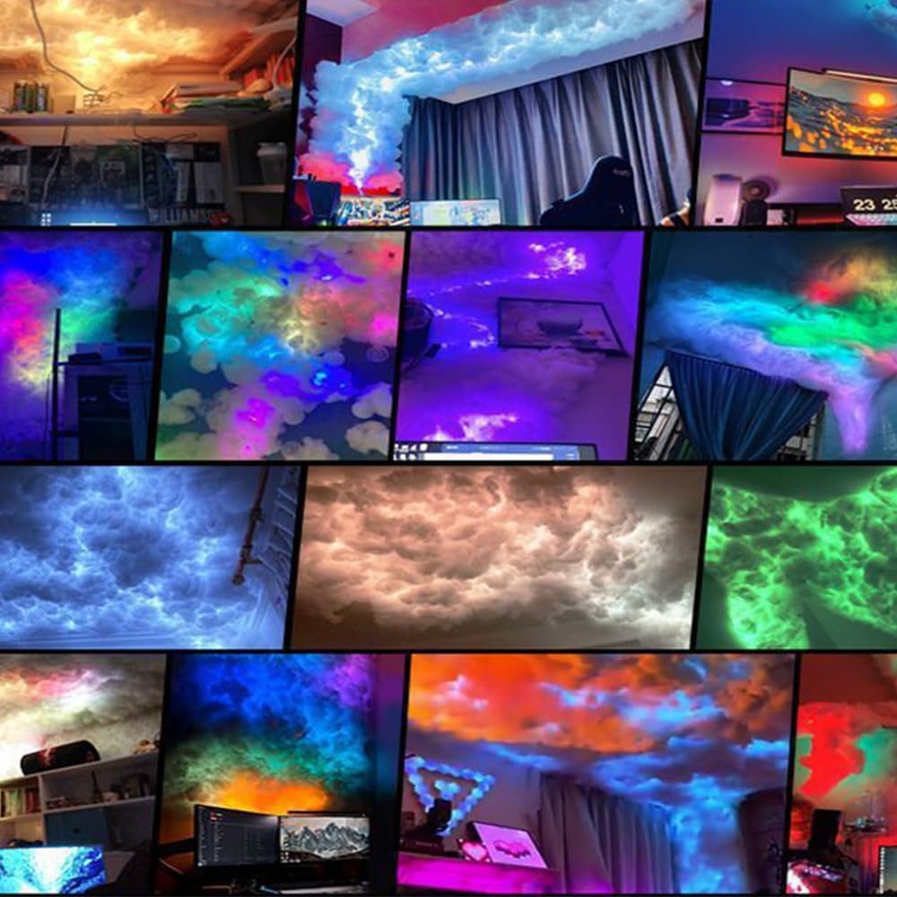 Skiennix 3D Thundercloud Storm Ceiling Light - Music Sync Fluffy Cloud Decor for Gaming Room | Bedroom Night Light