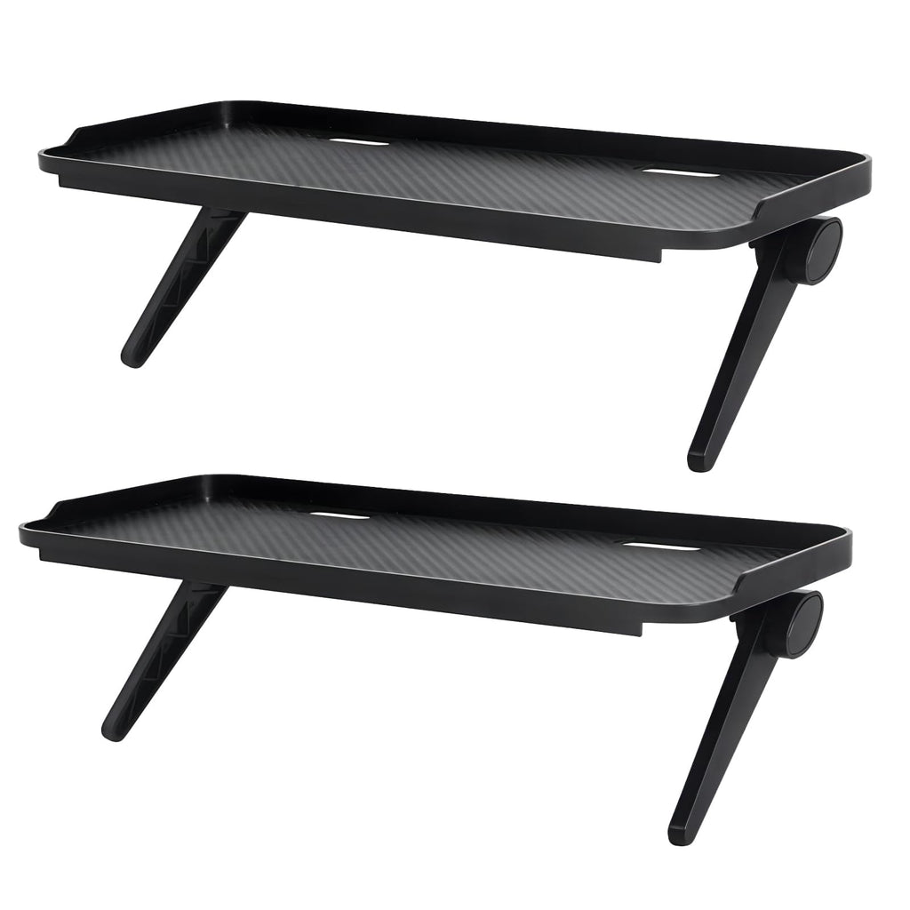 QIYUNI 2 Pieces TV Top Shelf Screen Monitor Top Storage Bracket Computer Screen Shelf Adjustable Bracke for Media Boxes Game Console Router Home Mount (Black, 11.8 x 4.9 Inch)