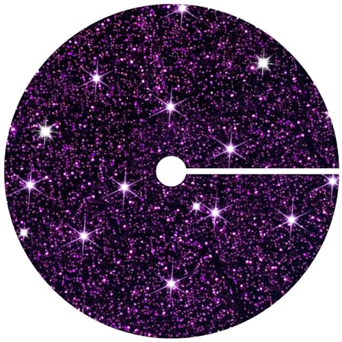 Purple Tree Skirt 46 Inch Glitter Velvet Christmas & Halloween Decor
