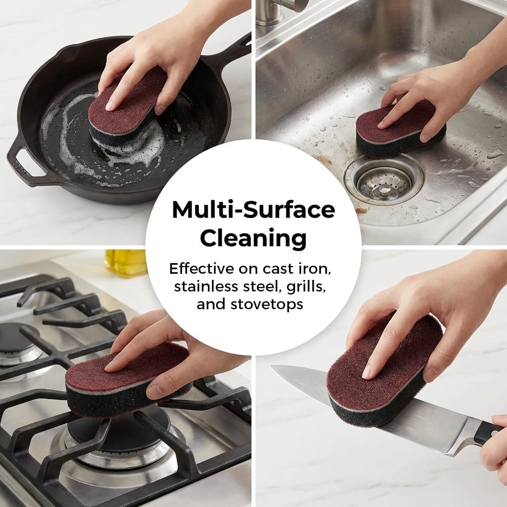 Skiennix Multi-Functional Cleaning Sponges - Eraser Shower & Tub Scrubber | 5-Pack for Home Use