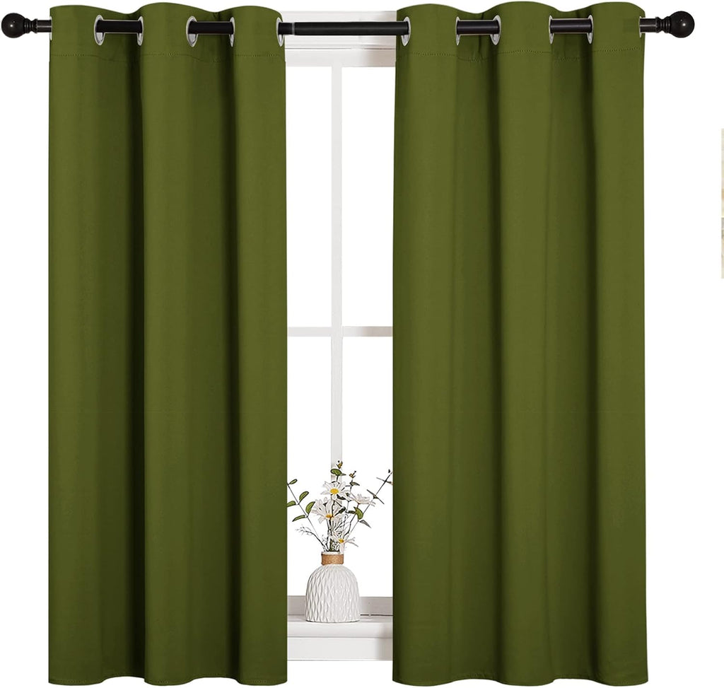 NICETOWN Blackout Curtain Panels - Thermal Insulated Holiday Draperies | Olive Green, 34x45 Inches (One Pair)