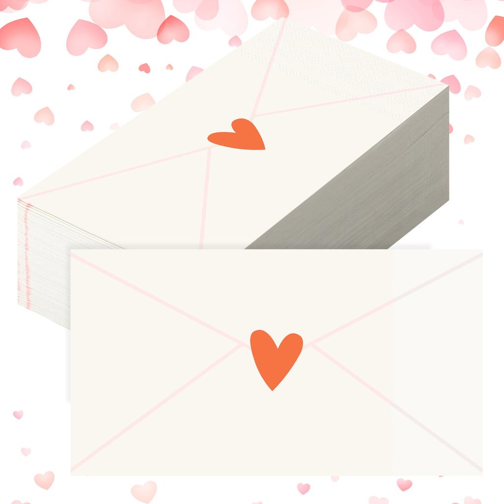 Havawish 100 Pcs Love Letters Disposable Napkins Love Heart Cocktail Napkins Red Heart Sign Paper Guest Hand Towel for Wedding Anniversary Bridal Shower Valentine Party Lunch Dinner Kitchen Bathroom