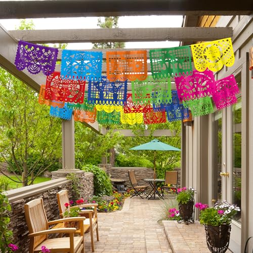 Cinco De Mayo Party Banner - 18 FT Colorful Papel Picado Decor