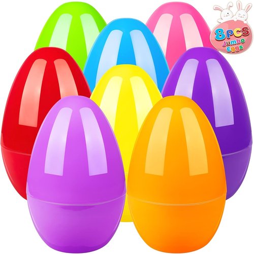 BainGesk Jumbo Easter Eggs - 10" Large Fillable Plastic Eggs for Kids' Egg Hunt | 8-Pack Party Favors