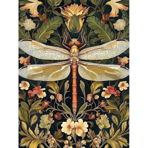 5D Dragonfly Diamond Art Kit for Adults - DIY Gem Painting 12x16in