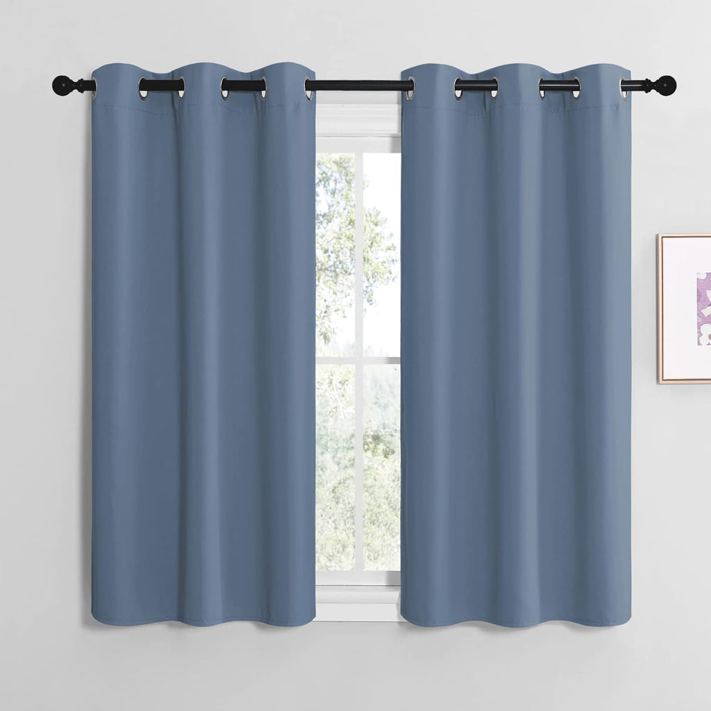 NICETOWN Thermal Insulated Blackout Curtain Panels - Solid Grommet Design, Stone Blue, 42" x 48" (1 Pair)
