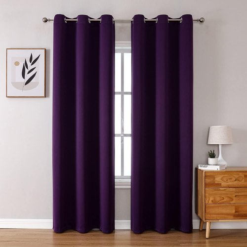 ChrisDowa Grommet Blackout Curtains - Thermal Insulated Room Darkening Panels, Royal Purple, 42W x 84L