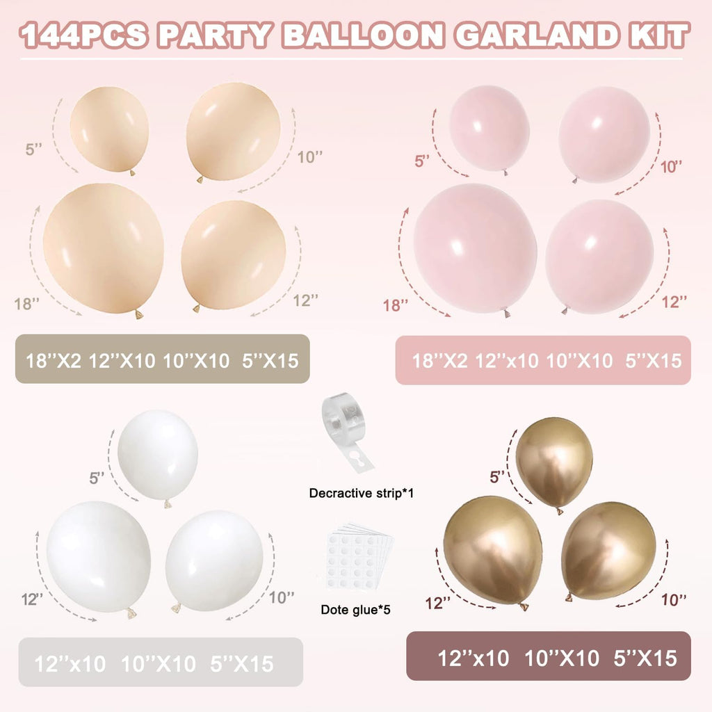 Skiennix Balloon Arch Kit - Dusty Pink & Gold Balloons for Valentine's Day | Wedding & Party Decor