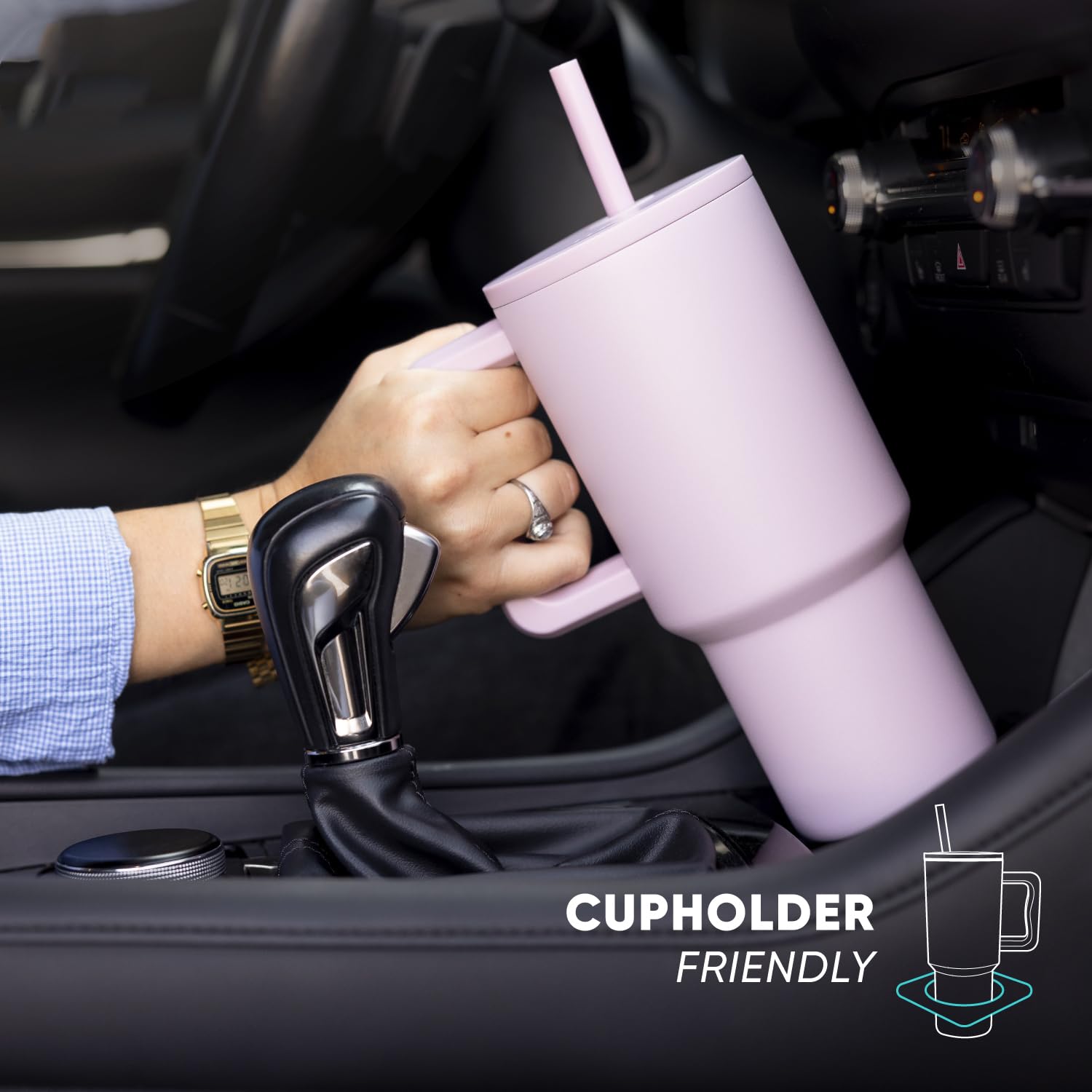 Simple Modern 40 oz Trek Tumbler with Handle and Straw Lid | Cup Holder Friendly Insulated Stainless Steel Travel Mug | Berry Twist
