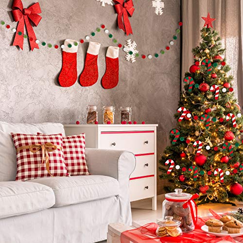 Christmas Felt Pom Pom Garland Set with Candy Cane & Colorful Balls