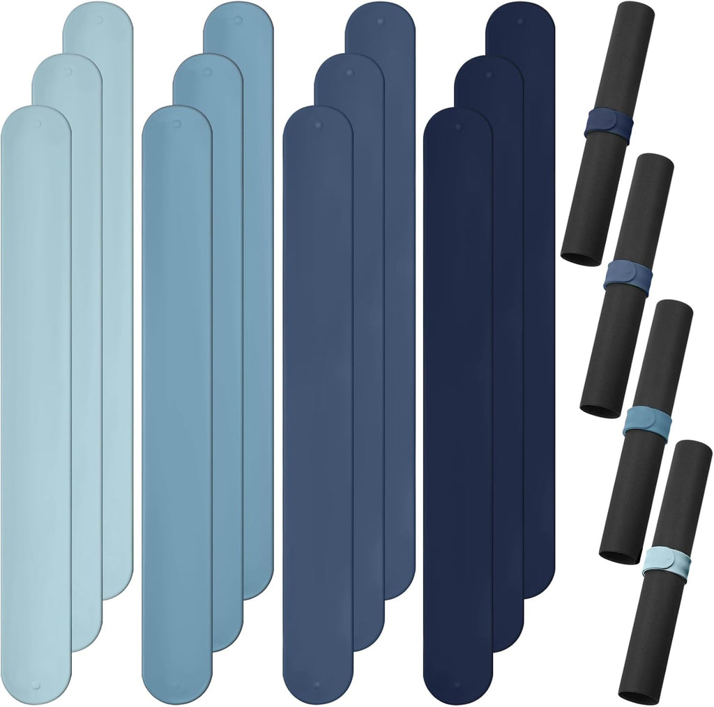 Charniol Wrapping Paper Roll Holder - 12-Piece Silicone Covered Metal Strips | 1 x 9 Inch Stabilizer in Blue