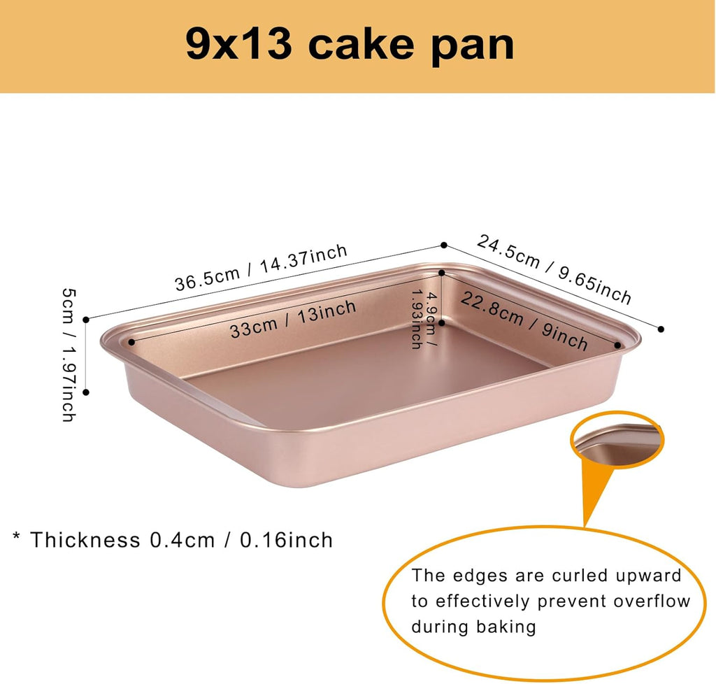 Regine Switzerland Nonstick 9x13 Baking Pan - Easy Clean Carbon Steel Bakeware for Cakes & Casseroles | Rose Gold