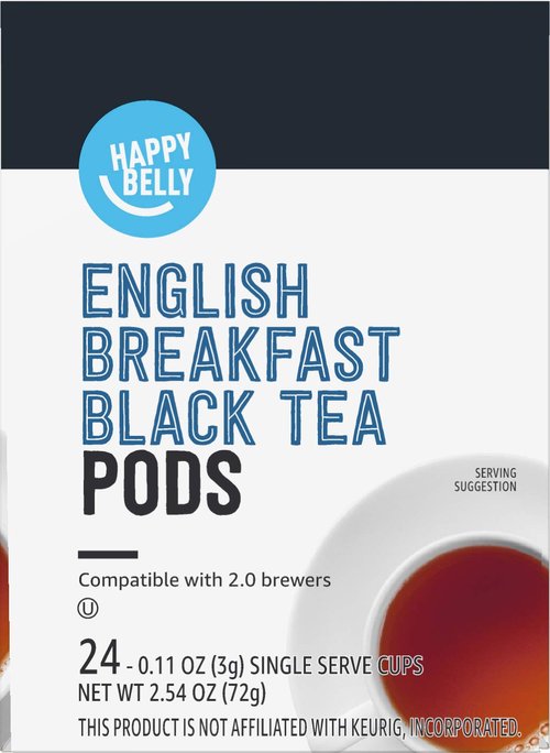Happy Belly - English Breakfast Tea Pods | 24 Count Compatible with 2.0 K-Cup Brewers