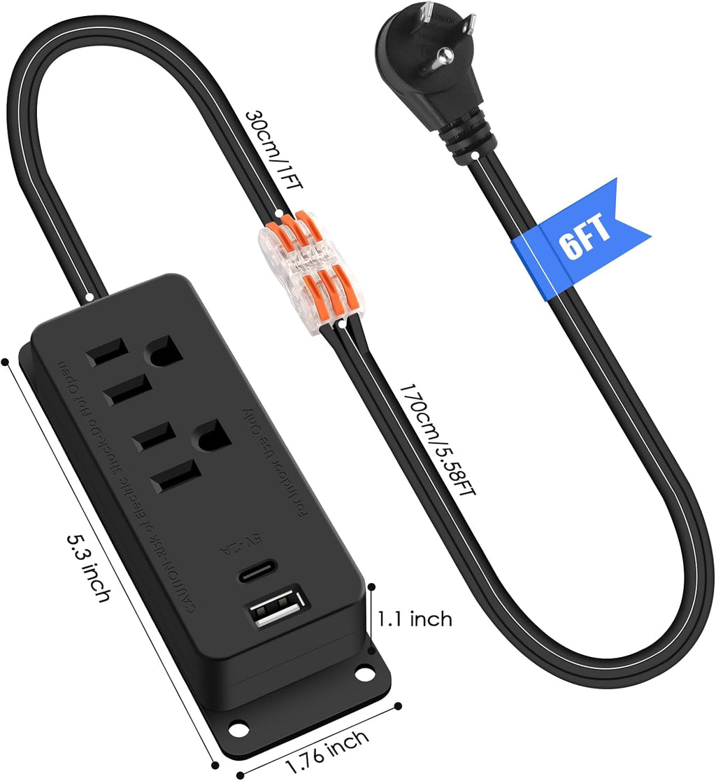 Skiennix Gun Safe Power Outlet Kit - Electrical Outlet with USB-C Port for Dehumidifiers & Lights (6FT)