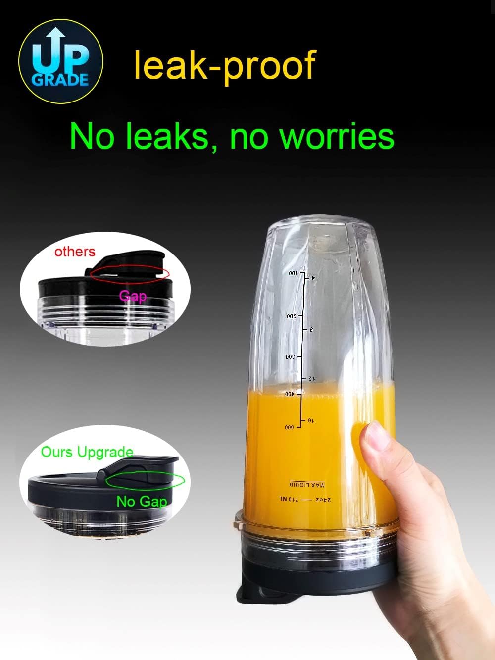 Nutri Ninja Replacement Blender Blade & 24oz Cup Accessories with Lid - Compatible with SS150, SS300, SS400