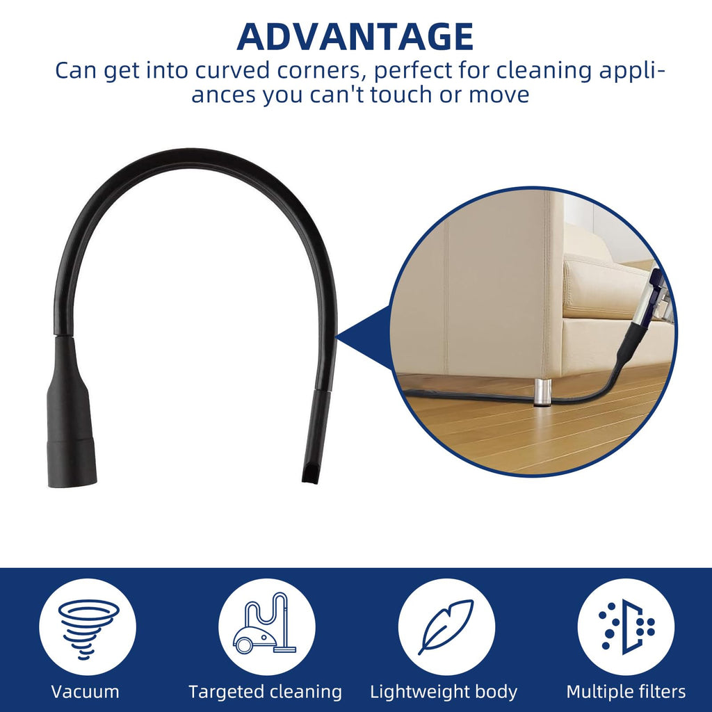 25" Flexible Vacuum Crevice Attachment Tool for Vacuum Hoses All 1-1/4" or 1-3/8" (32mm - 35mm) Flat Slot Nozzle Interface