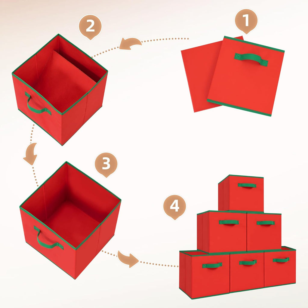 Storage Maniac Storage Cubes - Durable 11-Inch Fabric Bins | Foldable Collapsible Baskets in Red for Easy Organization