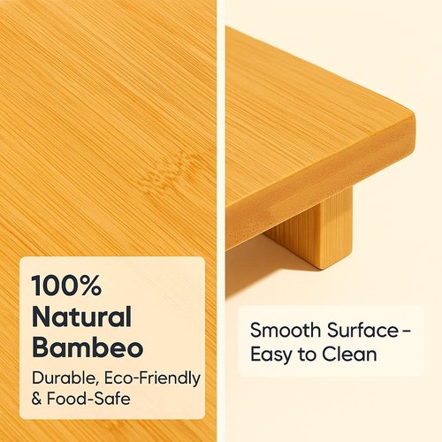 LEQC Bamboo Sushi Plate Japanese Style Sushi Serving Tray, Wooden Sushi Board & Sashimi Platter – Natural Eco-Friendly Bamboo Tableware for Sushi Rolls, Nigiri & Appetizers (9.45" × 5.91", Count, 10)