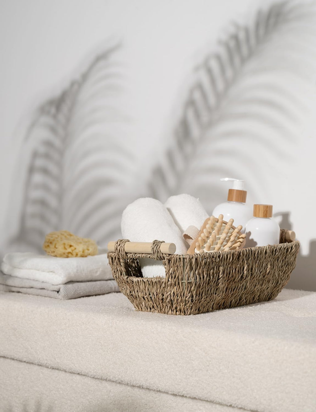 StorageWorks Small Seagrass Baskets - Woven Design with Wooden Handles | 2-Pack for Organizing Gifts